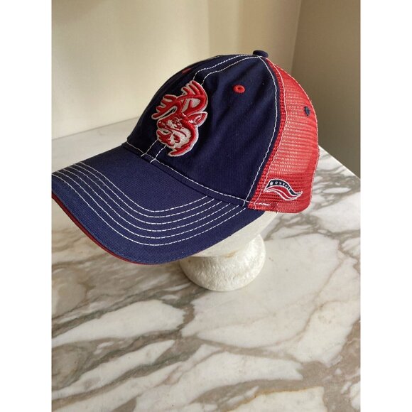 Legendary Navy & Red Mesh Trucker Hat Embroidered Buck Hunting Deer - Picture 2 of 7